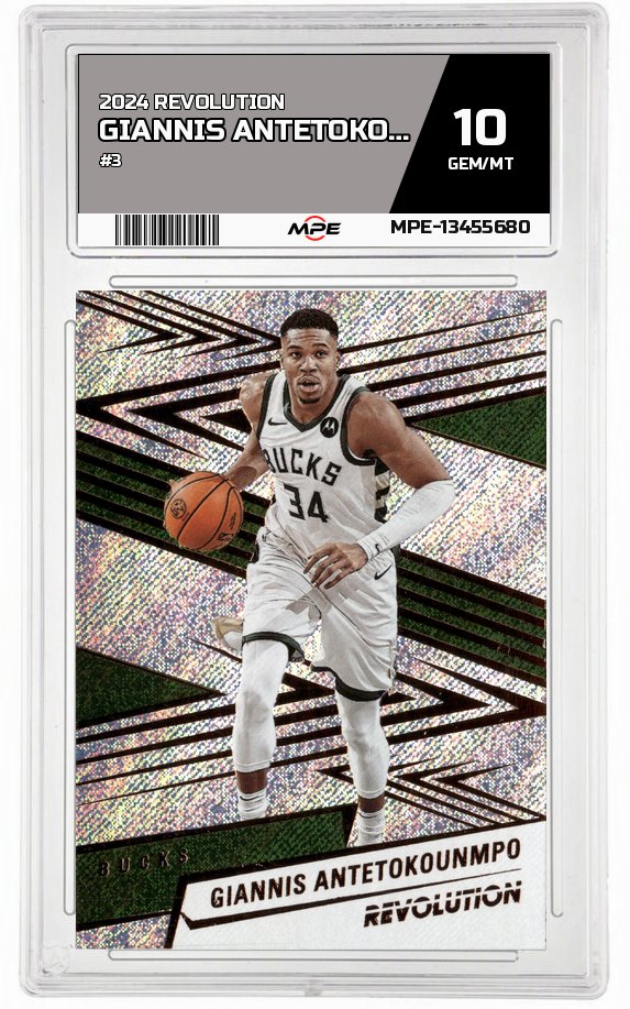 2024 REVOLUTION #3 GIANNIS ANTETOKOUNMPO MPE 10 GEM/MT — graded card auctioned from the MPE vault