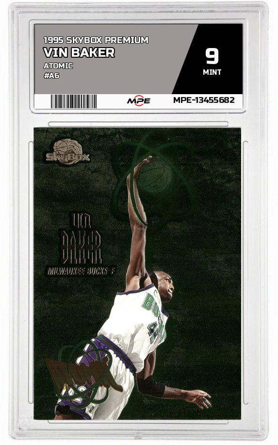 1995 SKYBOX PREMIUM Atomic #A6 VIN BAKER MPE 9 MINT — graded card auctioned from the MPE vault