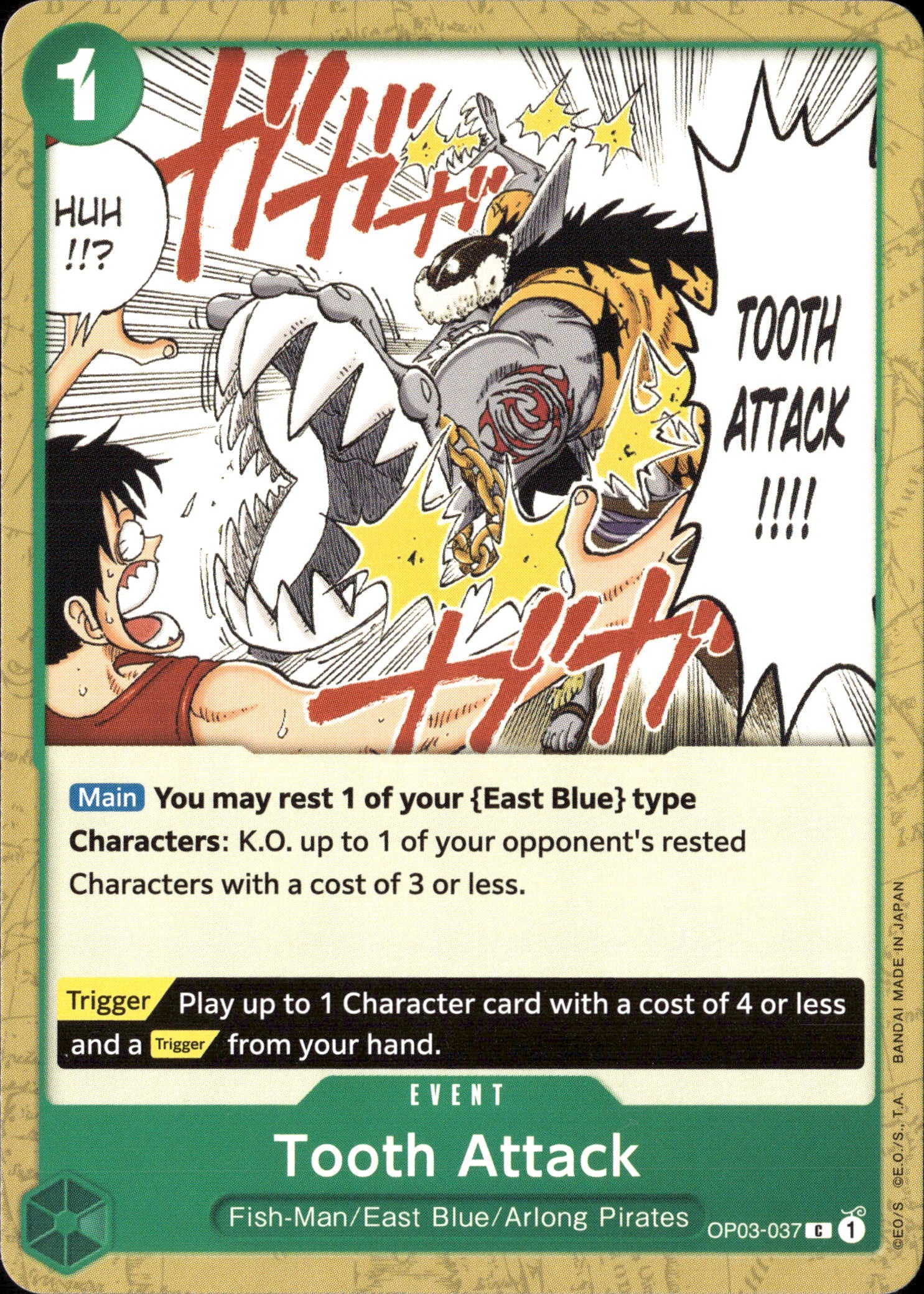 2023 One Piece Op03 En Tooth Attack graded slab