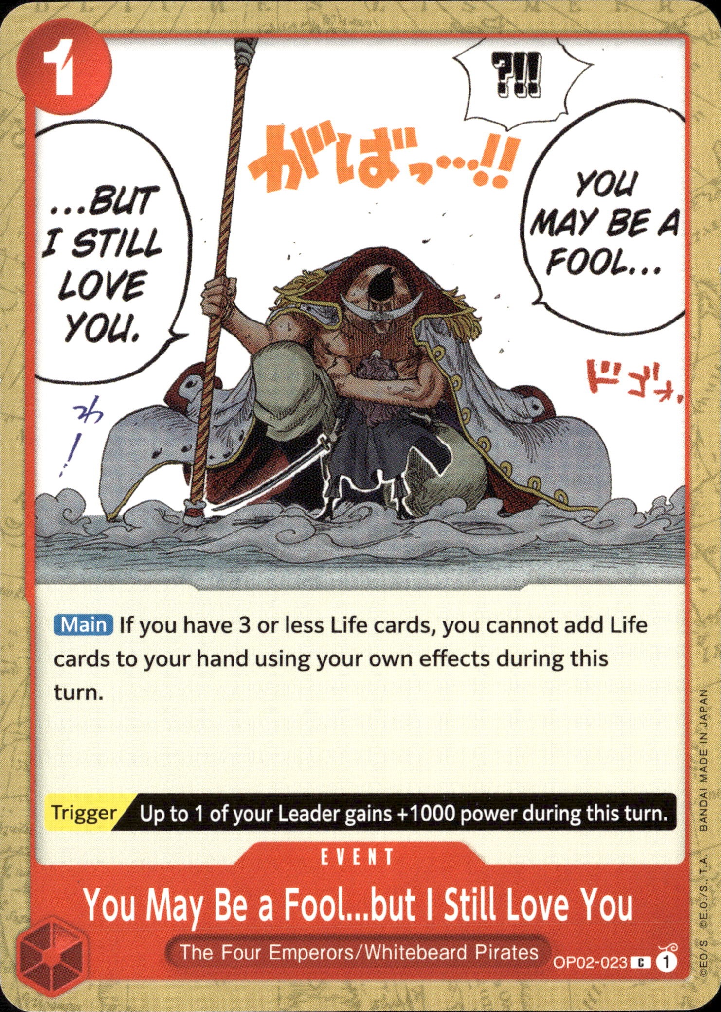 2023 One Piece Op02 En You May Be A Fool...But I Still Love You graded slab