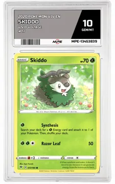 2020 POKEMON VIV EN Vivid Voltage #017 SKIDDO MPE 10 GEM/MT — graded card up for auction