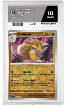 2023 POKEMON MEW EN 151-REV HOLO #028 Sandslash MPE 10 GEM/MT — graded card up for auction