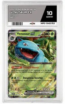 2023 POKEMON MEW EN 151-HOLO #003 Venusaur EX MPE 10 GEM/MT — graded card up for auction