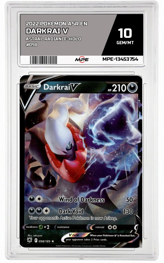 2022 POKEMON ASR EN Astral Radiance-HOLO #098 Darkrai V MPE 10 GEM/MT — graded card auctioned from the MPE vault