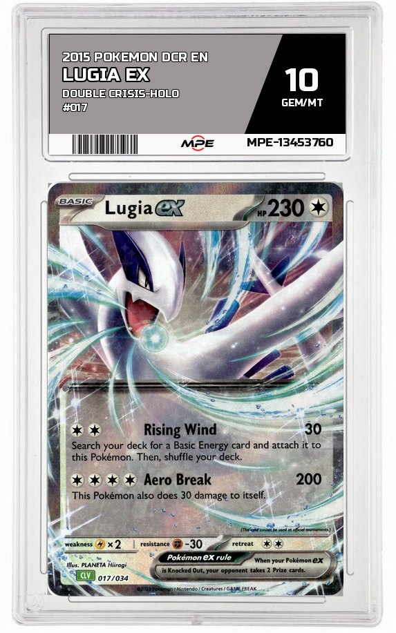 2015 POKEMON DCR EN Double Crisis-HOLO #017 LUGIA EX MPE 10 GEM/MT — graded card auctioned from the MPE vault