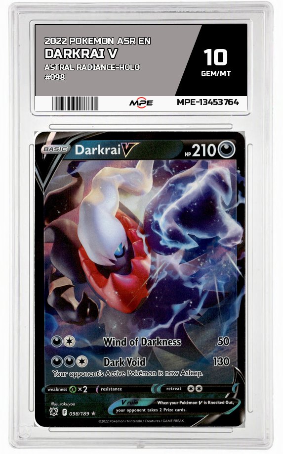2022 POKEMON ASR EN Astral Radiance-HOLO #098 Darkrai V MPE 10 GEM/MT — graded card auctioned from the MPE vault
