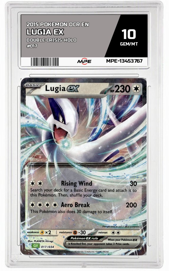 2015 POKEMON DCR EN Double Crisis-HOLO #017 LUGIA EX MPE 10 GEM/MT — graded card auctioned from the MPE vault