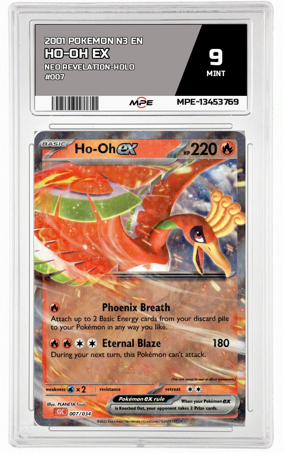 2001 POKEMON N3 EN Neo Revelation-HOLO #007 HO-OH EX MPE 9 MINT — graded card auctioned from the MPE vault