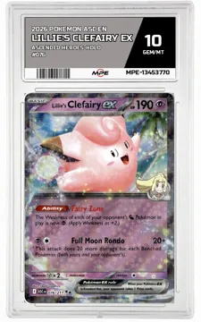 2026 POKEMON ASC EN Ascended Heroes-HOLO #076 Lillie's Clefairy EX MPE 10 GEM/MT — graded card up for auction