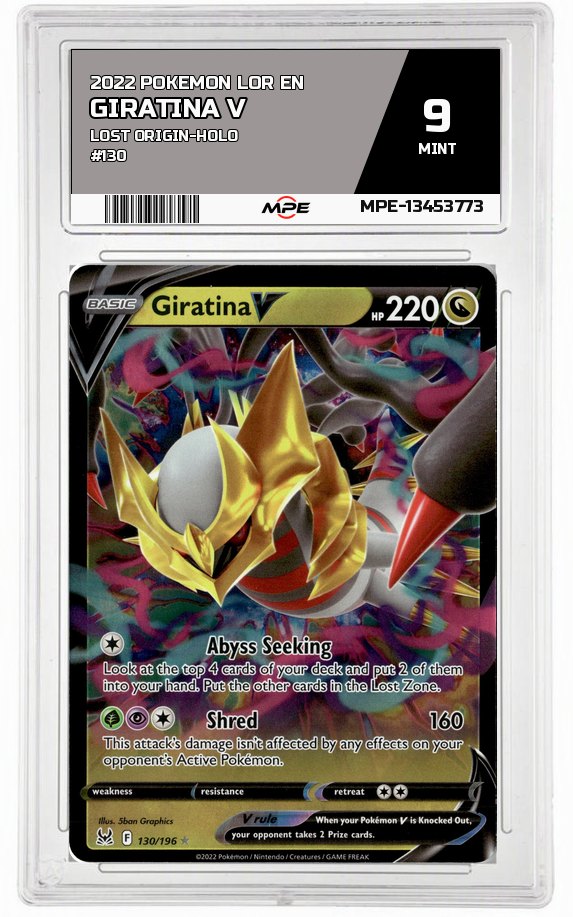 2022 POKEMON LOR EN Lost Origin-HOLO #130 Giratina V MPE 9 MINT — graded card auctioned from the MPE vault