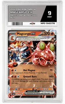 2024 POKEMON TWM EN Twilight Masquerade-HOLO #029 Magcargo EX MPE 9 MINT — graded card up for auction
