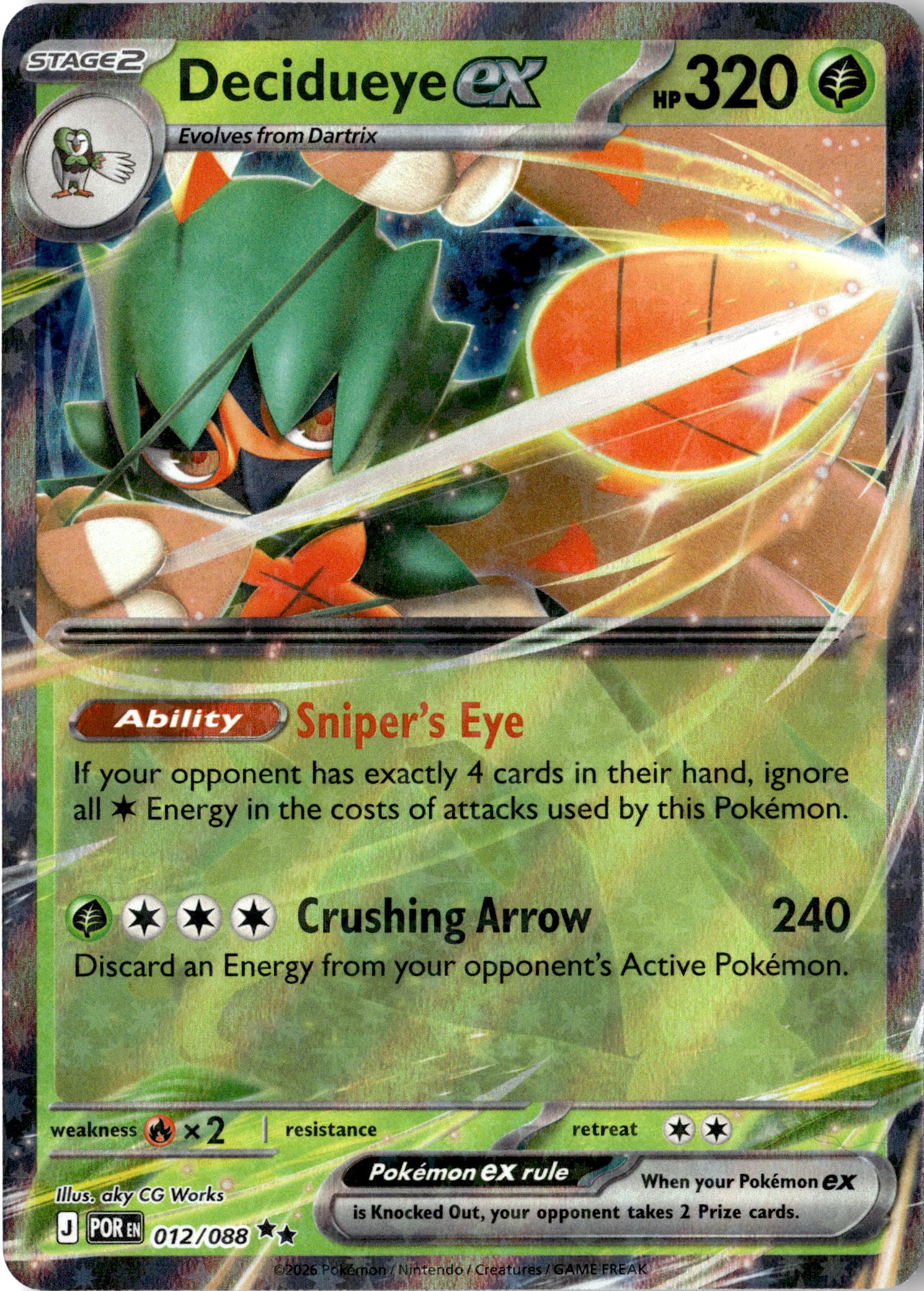 2026 Pokemon Por En Decidueye EX graded slab