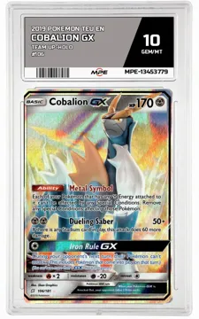 2019 POKEMON TEU EN Team Up-HOLO #106 Cobalion GX MPE 10 GEM/MT — graded card up for auction