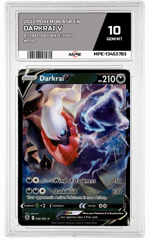 2022 POKEMON ASR EN Astral Radiance-HOLO #098 Darkrai V MPE 10 GEM/MT — graded card auctioned from the MPE vault