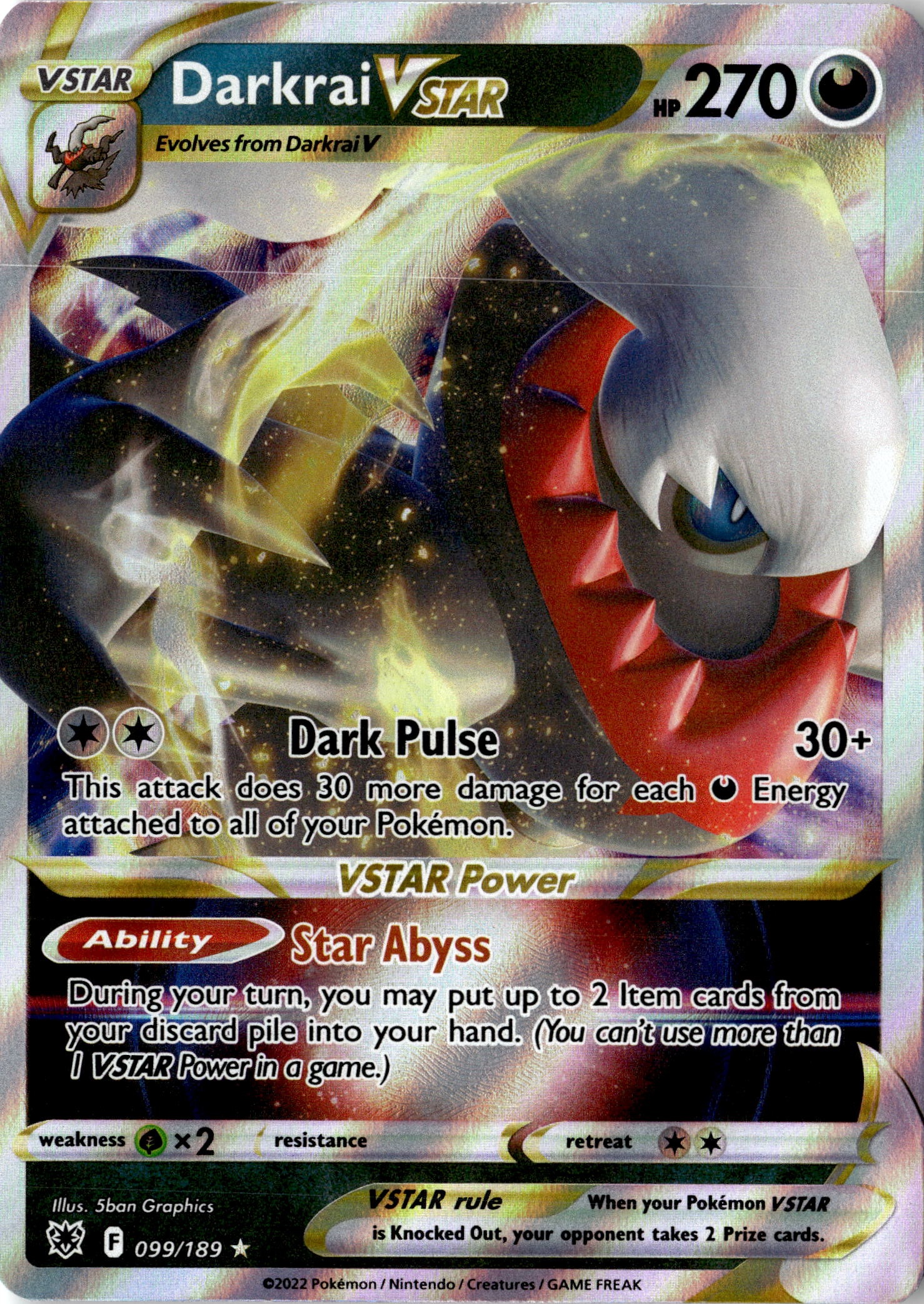 2022 Pokemon Asr En Darkrai Vstar graded slab