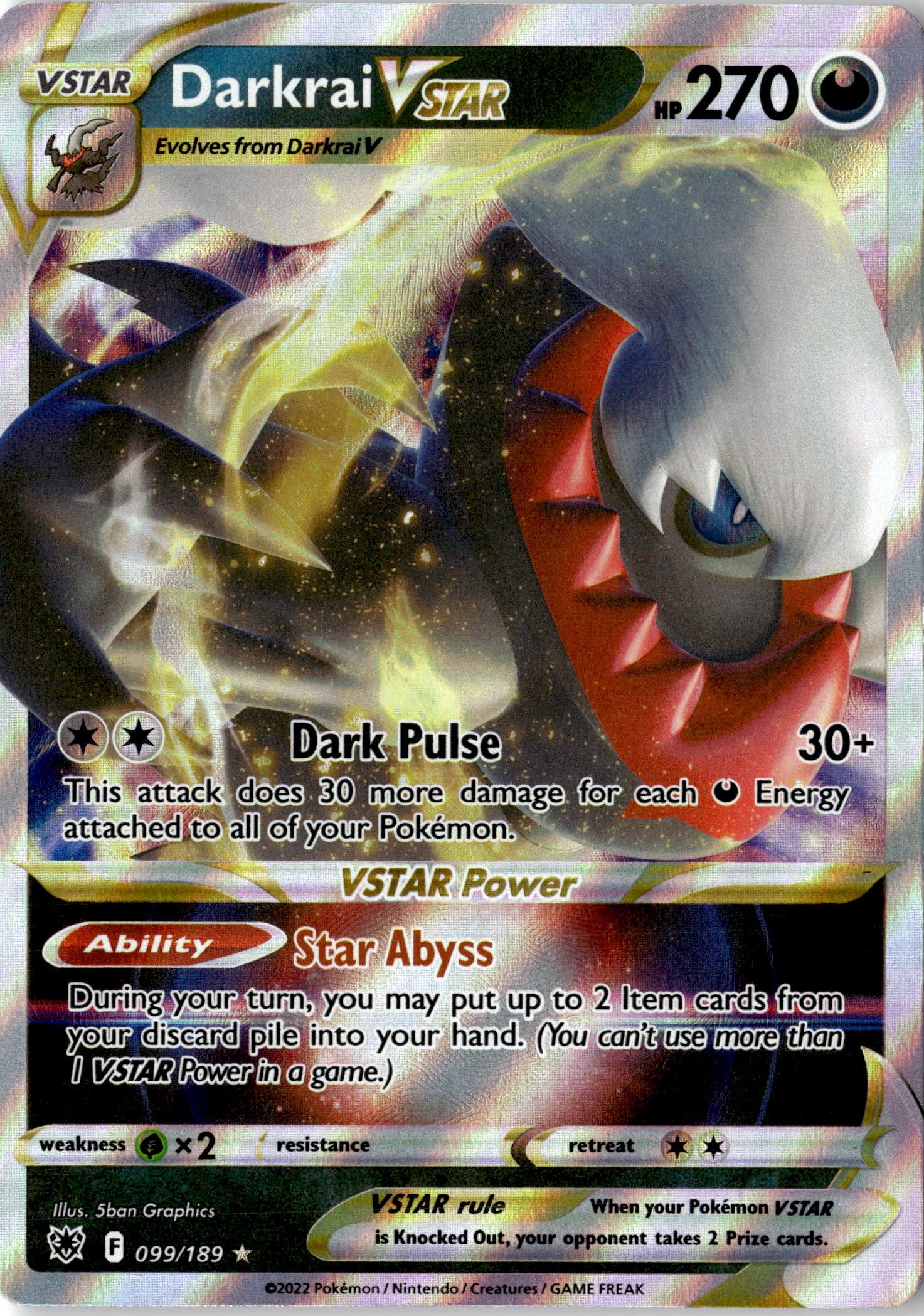 2022 Pokemon Asr En Darkrai Vstar graded slab