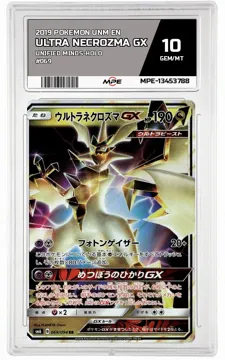 2019 POKEMON UNM EN Unified Minds-HOLO #069 ULTRA NECROZMA GX MPE 10 GEM/MT — graded card up for auction