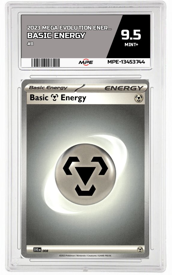 2023 MEGA EVOLUTION ENERGIES #8 BASIC ENERGY MPE 9.5 MINT+ — graded card auctioned from the MPE vault