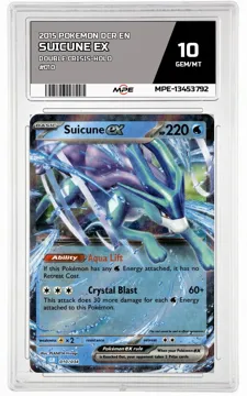 2015 POKEMON DCR EN Double Crisis-HOLO #010 SUICUNE EX MPE 10 GEM/MT — graded card up for auction