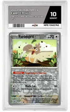2024 POKEMON TWM EN Twilight Masquerade-REV HOLO #132 Farfetch'd MPE 10 GEM/MT — graded card up for auction
