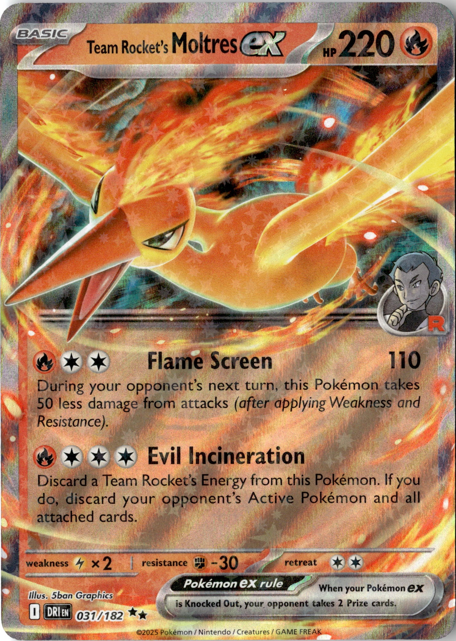 2025 Pokemon Dri En Team Rocket's Moltres EX graded slab