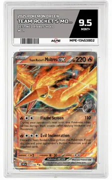 2025 POKEMON DRI EN Destined Rivals-HOLO #031 Team Rocket's Moltres EX MPE 9.5 MINT+ — graded card up for auction