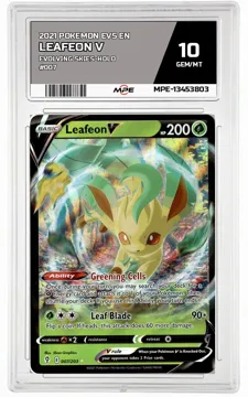 2021 POKEMON EVS EN Evolving Skies-HOLO #007 Leafeon V MPE 10 GEM/MT — graded card up for auction