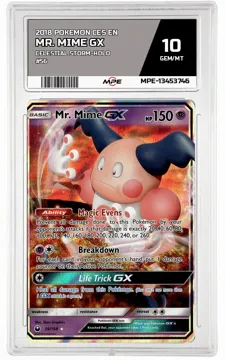 2018 POKEMON CES EN Celestial Storm-HOLO #56 Mr. Mime GX MPE 10 GEM/MT — graded card up for auction