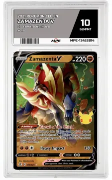 2021 POKEMON CEL EN Celebrations-HOLO #018 Zamazenta V MPE 10 GEM/MT — graded card up for auction
