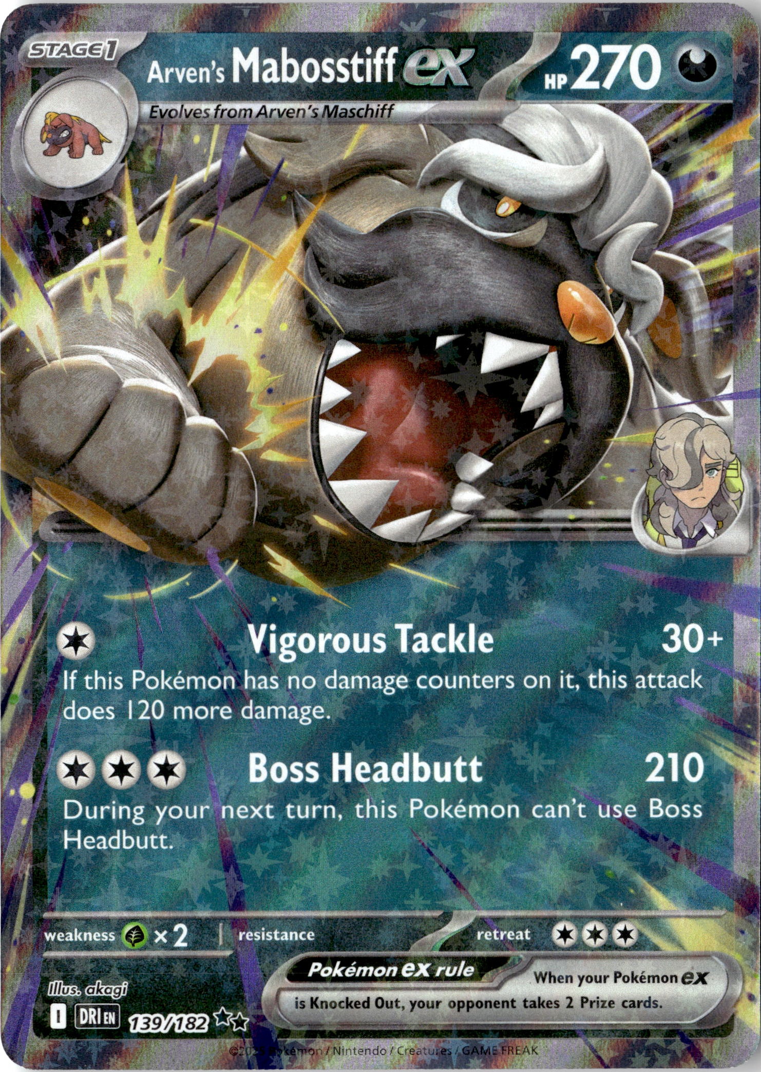 2025 Pokemon Dri En Arven's Mabosstiff EX graded slab