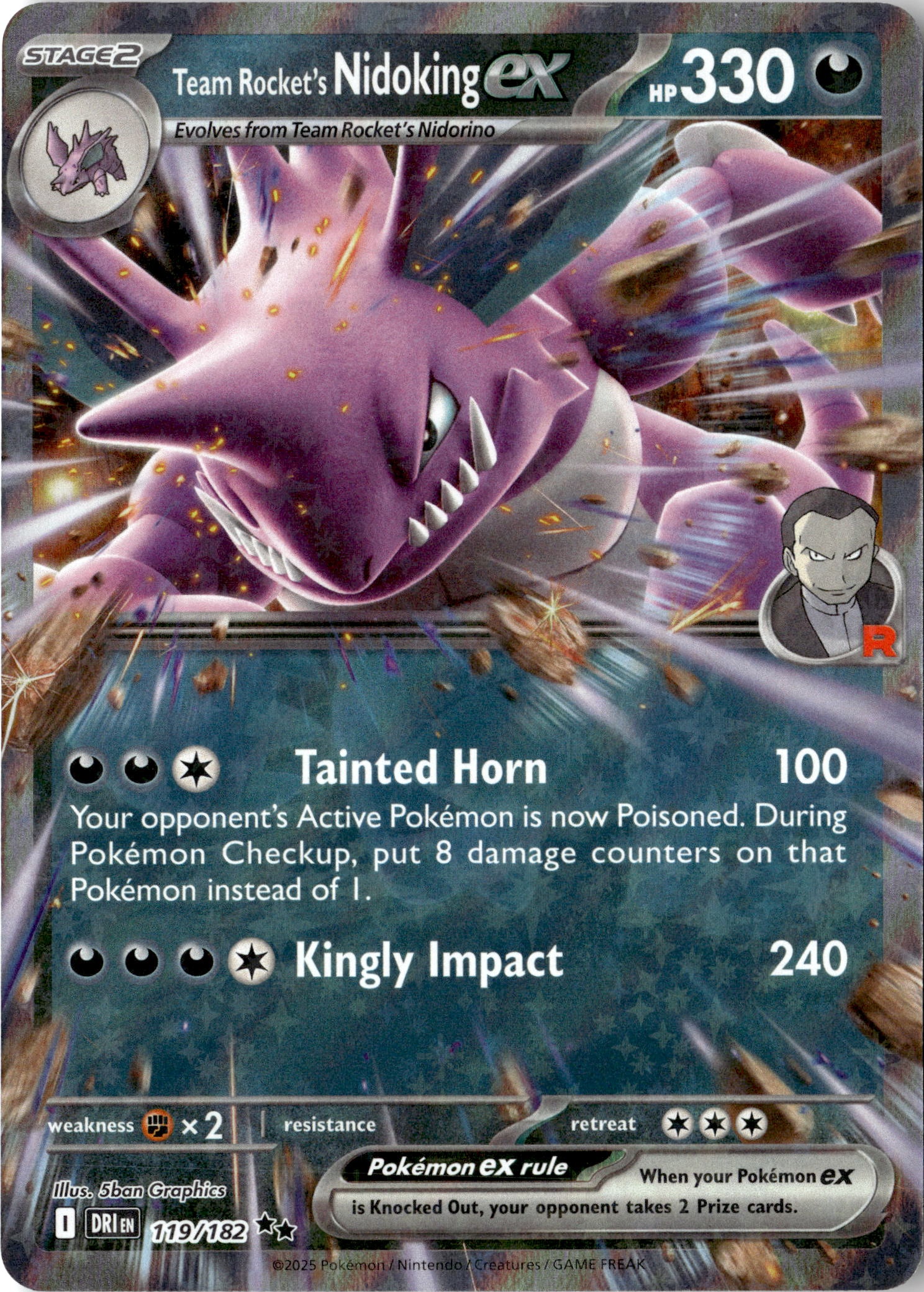 2025 Pokemon Dri En Team Rocket's Nidoking EX graded slab