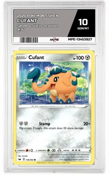 2020 POKEMON SSH EN Sword & Shield-REV HOLO #136 Cufant MPE 10 GEM/MT — graded card up for auction