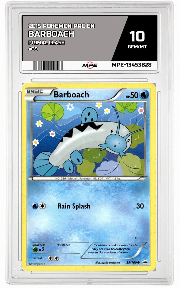 2015 POKEMON PRC EN Primal Clash #39 Barboach MPE 10 GEM/MT — graded card auctioned from the MPE vault
