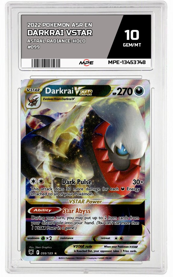 2022 POKEMON ASR EN Astral Radiance-HOLO #099 Darkrai VSTAR MPE 10 GEM/MT — graded card auctioned from the MPE vault
