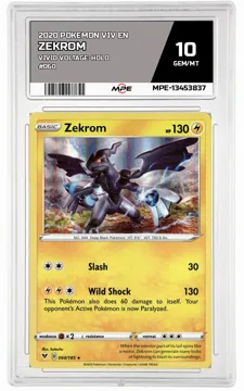 2020 POKEMON VIV EN Vivid Voltage-HOLO #060 Zekrom MPE 10 GEM/MT — graded card up for auction