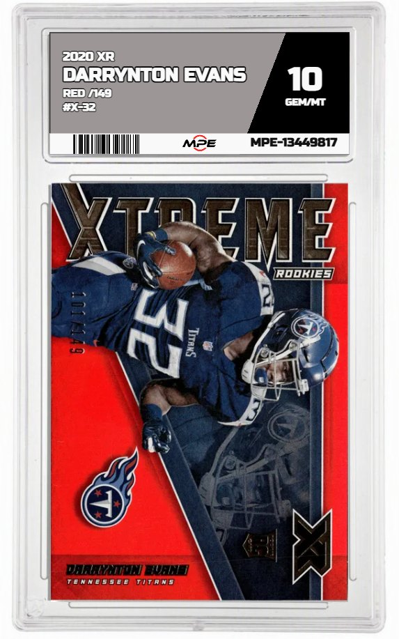 2020 XR RED /149 #X-32 DARRYNTON EVANS MPE 10 GEM/MT — graded card auctioned from the MPE vault