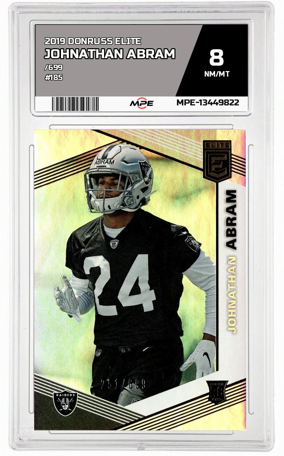 2019 DONRUSS ELITE /699 #185 JOHNATHAN ABRAM MPE 8 NM/MT — graded card auctioned from the MPE vault