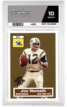 2005 TOPPS TURN BACK THE CLOCK #1 JOE NAMATH MPE 10 GEM/MT — graded card up for auction