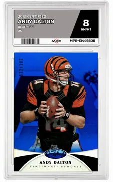 2013 CERTIFIED BLUE /100 #6 ANDY DALTON MPE 8 NM/MT — graded card up for auction