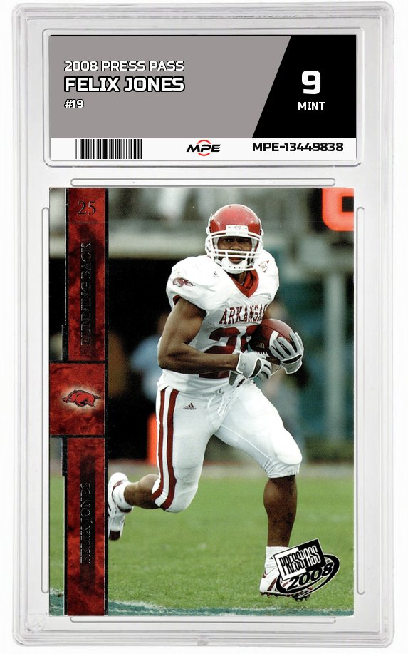 2008 PRESS PASS #19 FELIX JONES MPE 9 MINT — graded card auctioned from the MPE vault