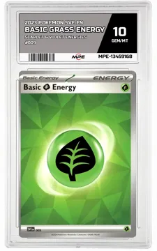 2023 POKEMON SVE EN SCARLET & VIOLET ENERGIES #009 BASIC GRASS ENERGY MPE 10 GEM/MT — graded card up for auction