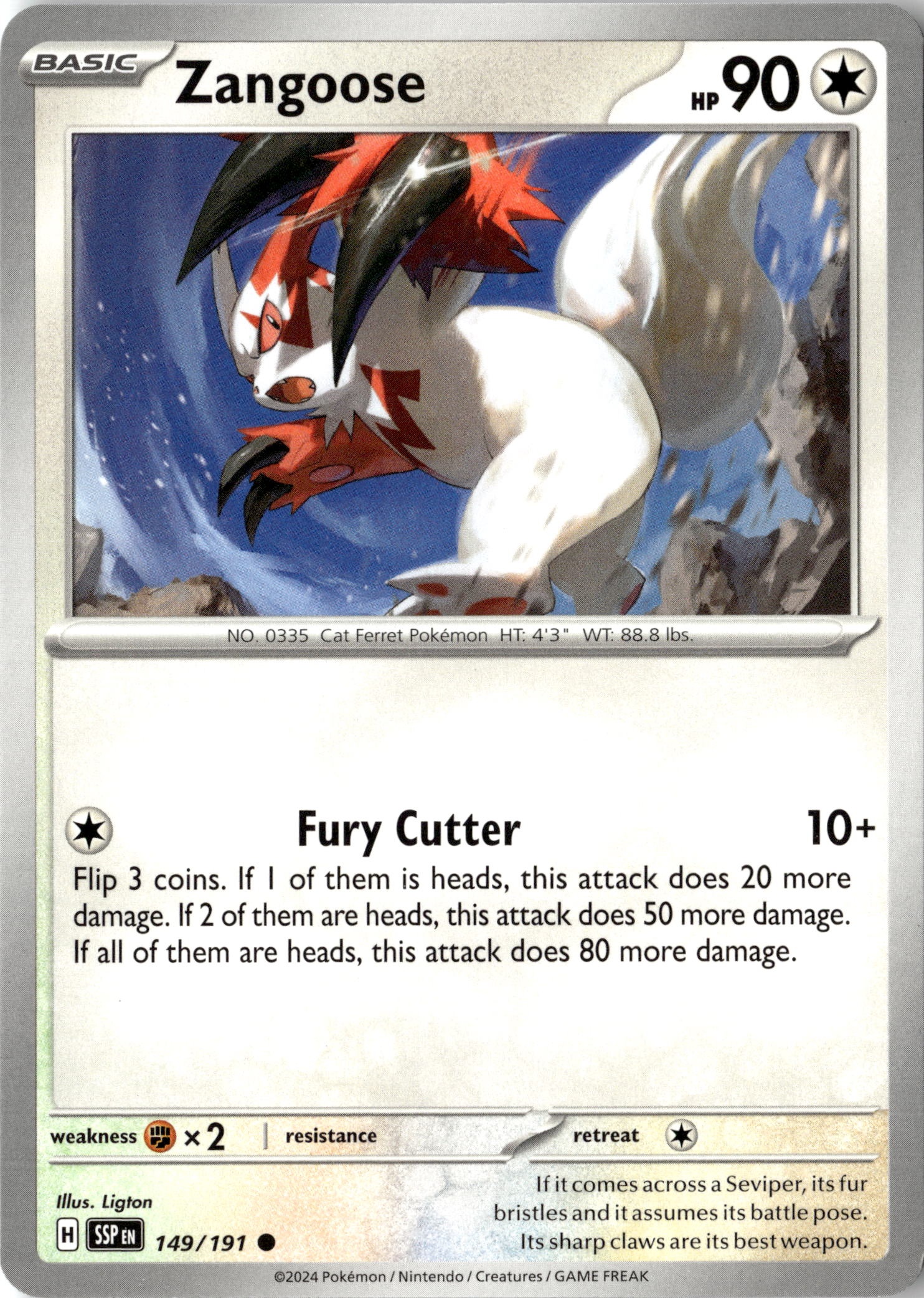 2024 Pokemon SSP En Zangoose graded slab