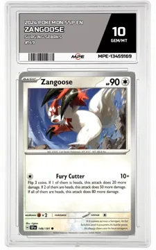 2024 POKEMON SSP EN SURGING SPARKS #149 ZANGOOSE MPE 10 GEM/MT — graded card up for auction