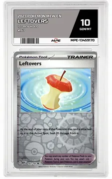 2023 POKEMON MEW EN 151-REV HOLO #163 LEFTOVERS MPE 10 GEM/MT — graded card up for auction