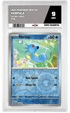 2023 POKEMON MEW EN 151-REV HOLO #116 HORSEA MPE 9 MINT — graded card up for auction