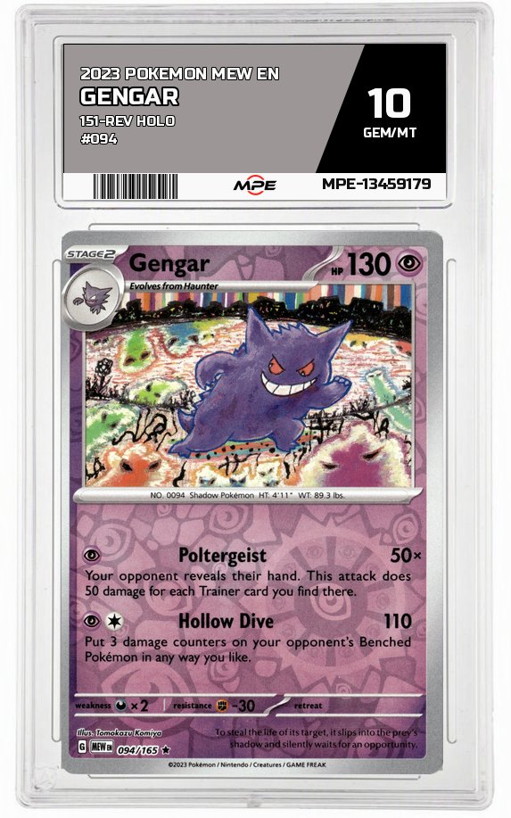 2023 POKEMON MEW EN 151-REV HOLO #094 GENGAR MPE 10 GEM/MT — graded card auctioned from the MPE vault