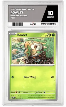 2023 POKEMON OBF EN OBSIDIAN FLAMES #013 ROWLET MPE 10 GEM/MT — graded card up for auction