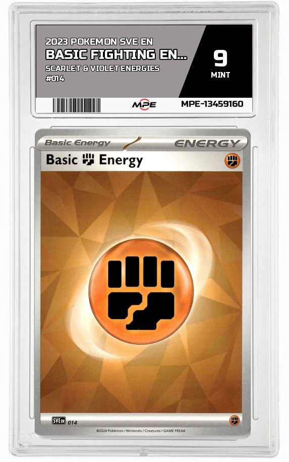 2023 POKEMON SVE EN SCARLET & VIOLET ENERGIES #014 Basic Fighting Energy MPE 9 MINT — graded card auctioned from the MPE vault