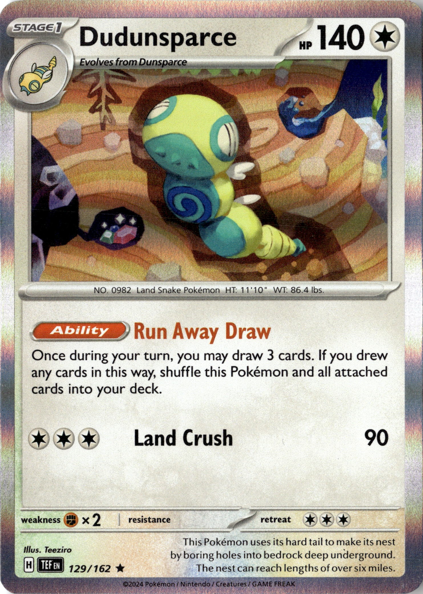 2024 Pokemon Tef En Dudunsparce graded slab
