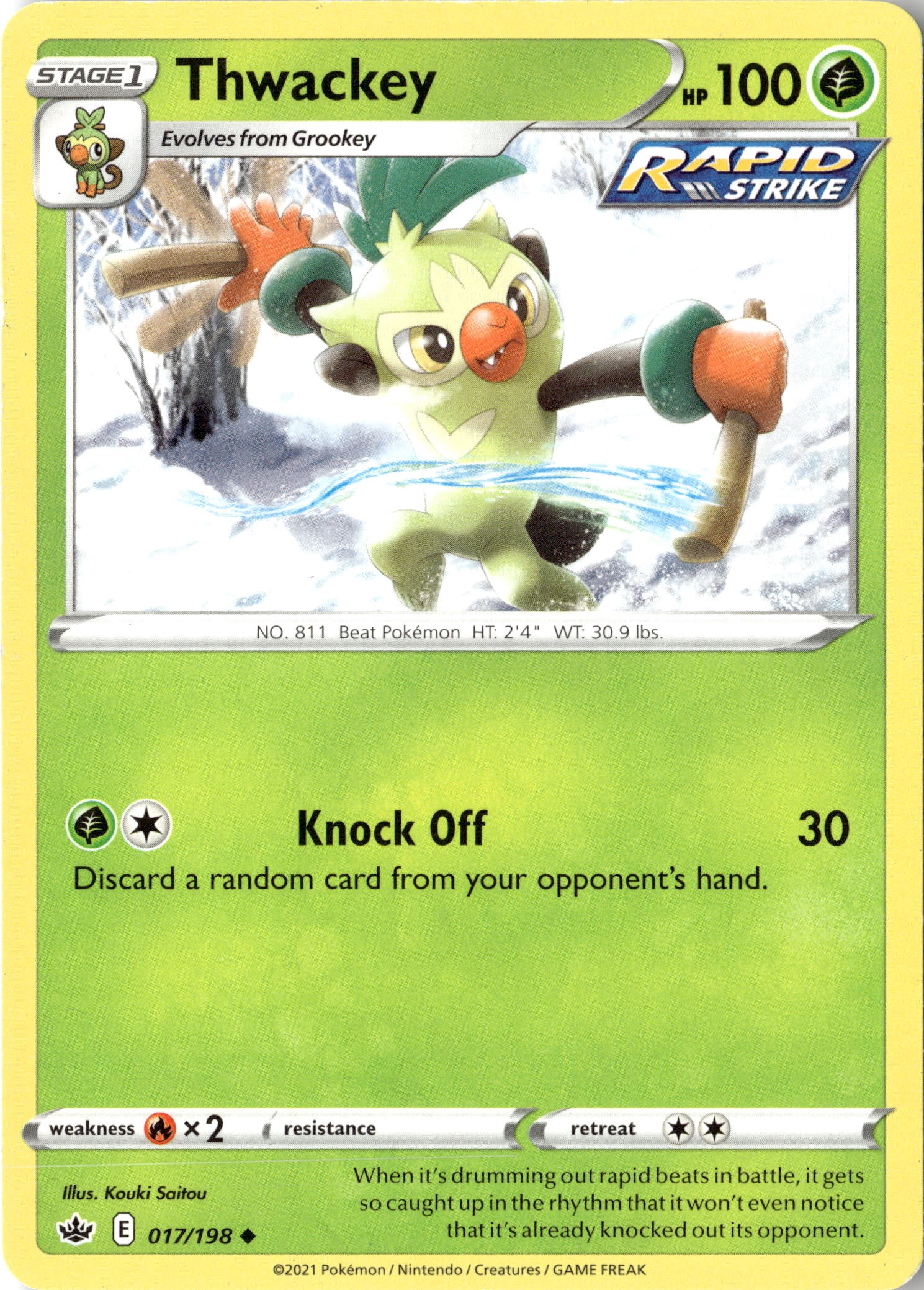 2021 Pokemon Cre En Thwackey graded slab